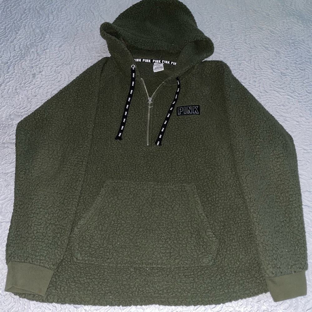 PINK green sherpa sweatshirt